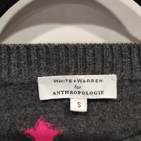 White + Warren Anthropologie Women's Heart Moon Star 100% Cashmere Sweater Sz S - Picture 2 of 6